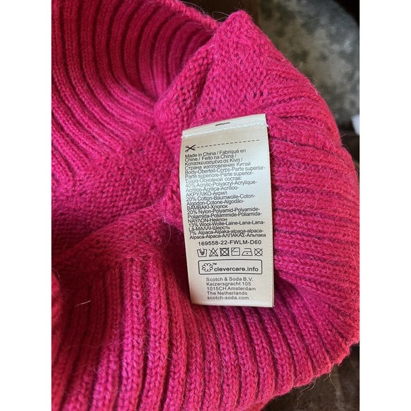 NWT Scotch & Soda Cable Knit Fair Isle Wool Alpaca Blend Pink Sweater Size Large - Picture 8 of 8